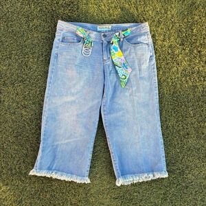Vintage Y2K Too-She-She Women's Size 12 35x20 Blue Scarf Belt Frayed Boho 90s